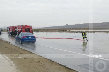 Azərbaycanda su basan magistral yolda SON VƏZİYYƏT 