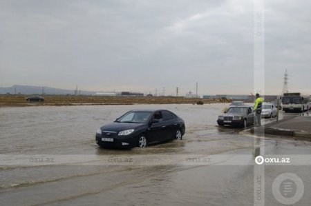 Azərbaycanda su basan magistral yolda SON VƏZİYYƏT 