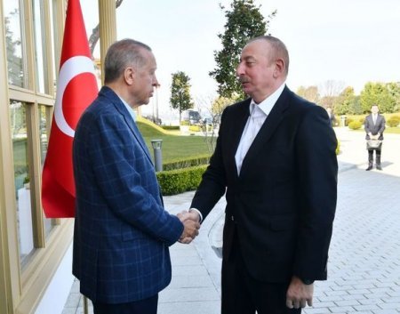 İstanbulda İlham Əliyevlə Rəcəb Tayyib Ərdoğanın görüşü başlayıb - FOTO