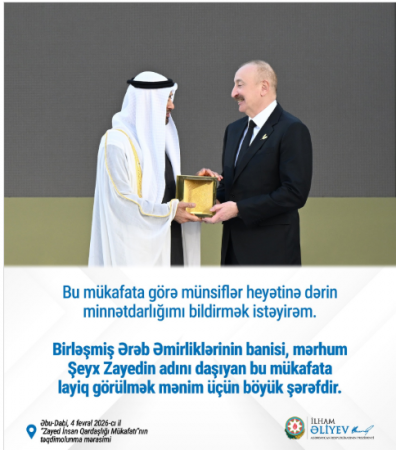 Prezident İlham Əliyev paylaşım etdi Prezident İlham Əliyev paylaşım etdi