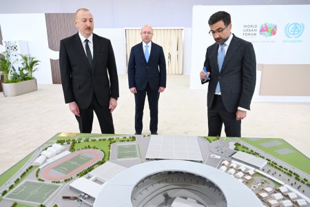 Prezident İlham Əliyev Bakı Olimpiya Stadionunun ərazisində WUF13 ilə bağlı görülən işlərlə tanış olub